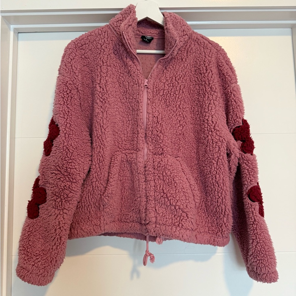 Pink Fuzzy Flower PacSun Jacket